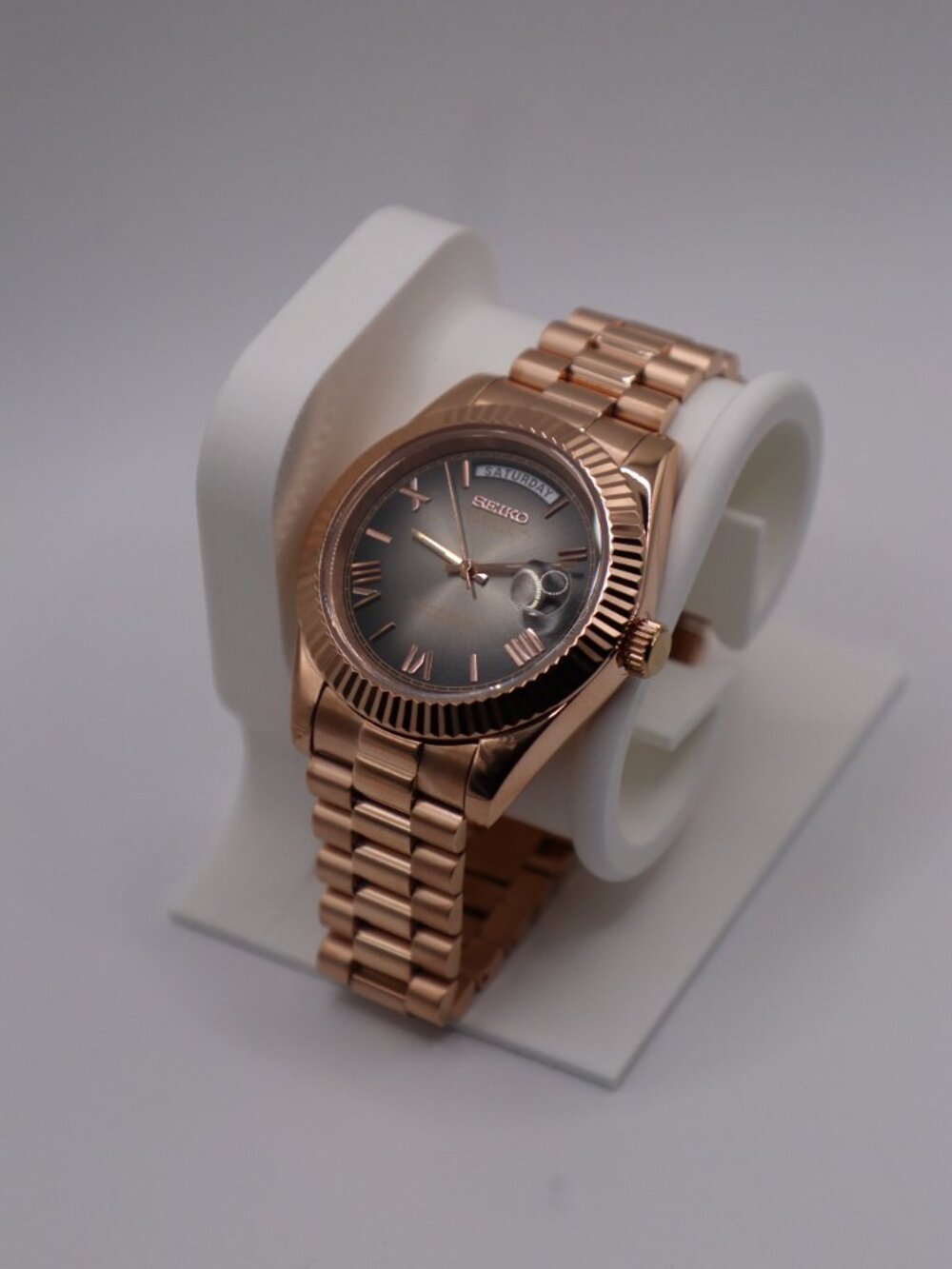 🌹 Rose Gold Seiko Mod Day-Date | Grey Ombre Dial | Automatic | 40mm 🌹